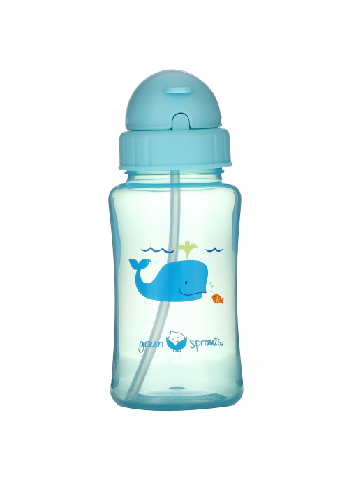 Green Sprouts, Straw Bottle, 9+ Months, Aqua, 1 Count, 10 oz (300 ml)