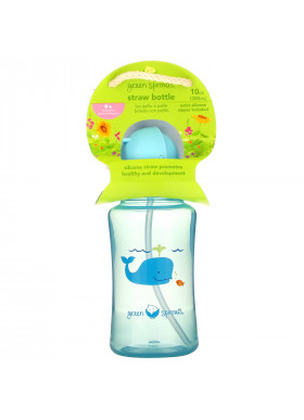 Green Sprouts, Straw Bottle, 9+ Months, Aqua, 1 Count, 10 oz (300 ml)