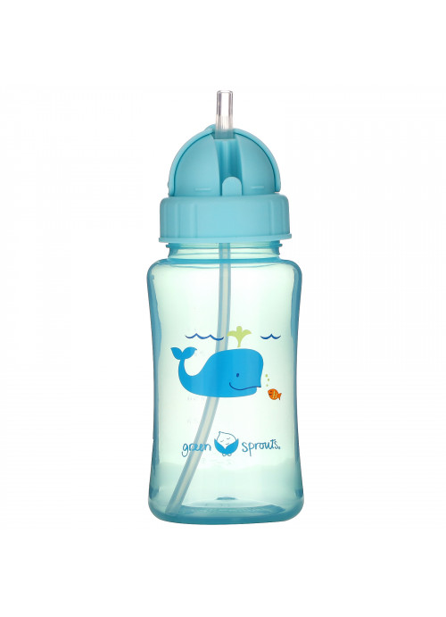 Green Sprouts, Straw Bottle, 9+ Months, Aqua, 1 Count, 10 oz (300 ml)