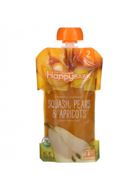 Happy Family Organics, Happy Baby, Organic Baby Food, Stage 2, 6 + Months,  Squash, Pears & Apricots, 4 oz (113 g)