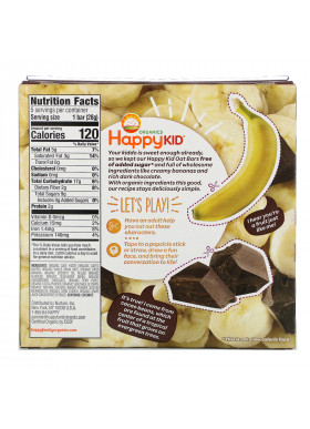 Happy Family Organics, Happy Kid, Banana + Chocolate, Fruit & Oat Bar, 5 Bars, 0.99 oz (28 g) Each