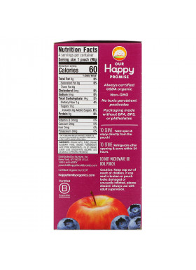 Happy Family Organics, Happy Kid, Organic Apple, Blueberry & Pomegranate, 4 Pouches, 3.17 oz (90 g) Each