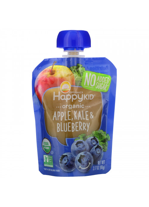 Happy Family Organics, Happy Kid, Organic Apple, Kale, & Blueberry, 4 Pouches, 3.17 oz (90 g) Each