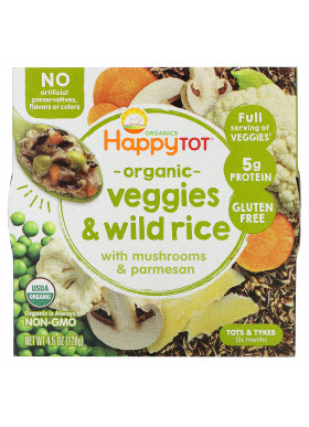 Happy Family Organics, Happy Tot, 12+ Months, Organic Veggies & Wild Rice with Mushrooms & Parmesan,  4.5 oz (128 g)