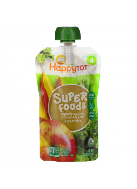 Happy Family Organics, Happy Tot, Stage 4, Super Foods, Organic Apples, Mangos & Kale + Super Chia, 4.22 oz (120 g)