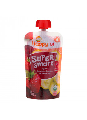 Happy Family Organics, Happy Tot, Super Smart, Fruit & Veggie Blend, Organic Bananas, Beets & Strawberries, Stage 4, 4 oz (113 g)