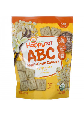 Happy Family Organics, Happy Tot, Super Smart, Multi-Grain Alphabet Snacks, Organic Vanilla Oat + Flaxseed, 4.4 oz (125 g)