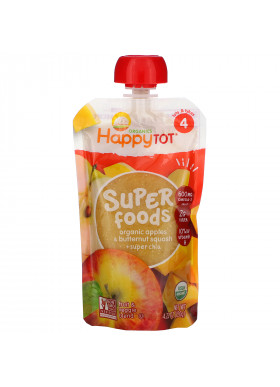 Happy Family Organics, Happy Tot, Superfoods,  Stage 4, Organic Apples & Butternut Squash + Super Chia, 4.22 oz (120 g)