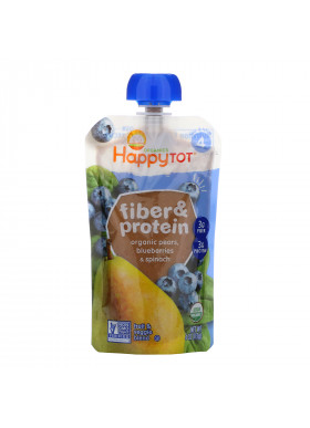 Happy Family Organics, Happytot, Fiber & Protein, Organic Pears, Blueberries & Spinach, 4 oz (113 g)