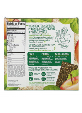 Happy Family Organics, Happytot, Fiber & Protein Soft-Baked Oat Bar, Organic Apples & Spinach, 5 Bars, 0.88 oz (25 g) Each