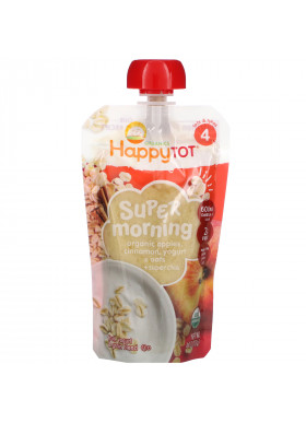 Happy Family Organics, Happytot, Super Morning, Stage 4, Organic Apples, Cinnamon, Yogurt & Oats + SuperChia, 4 oz (113 g)