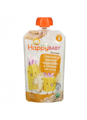 Happy Family Organics, Organic Baby Food, 7+ Months, Harvest Vegetables & Chicken with Quinoa, 4 oz (113 g)