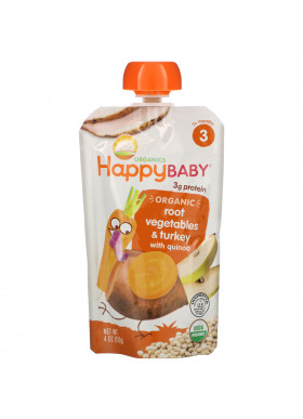 Happy Family Organics, Organic Baby Food, 7+ Months, Root Vegetables & Turkey with Quinoa, 4 oz (113 g)