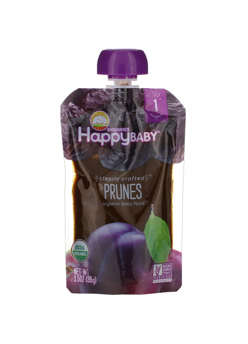 Happy Family Organics, Organic Baby Food, Stage 1, Clearly Crafted, Prunes, 4 + Months, 3.5 oz (99 g)