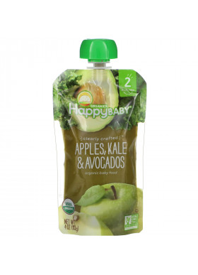 Happy Family Organics, Organic Baby Food, Stage 2, 6+ Months, Apples, Kale & Avocados, 4 oz (113 g)