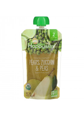 Happy Family Organics, Organic Baby Food, Stage 2, 6+ Months, Pears, Zucchini & Peas, 4 oz (113 g)