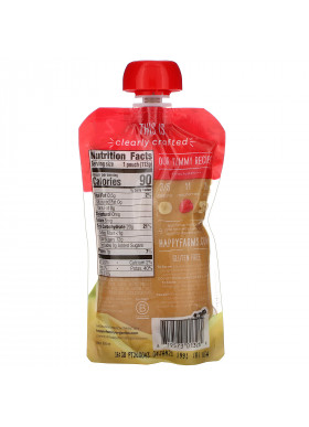 Happy Family Organics, Organic Baby Food, Stage 2, Clearly Crafted, 6+ Months, Bananas, Raspberries & Oats, 4 oz (113 g)