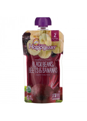 Happy Family Organics, Organic Baby Food, Stage 2, Clearly Crafted, 6+ Months, Black Beans, Beets & Bananas, 4 oz (113 g)