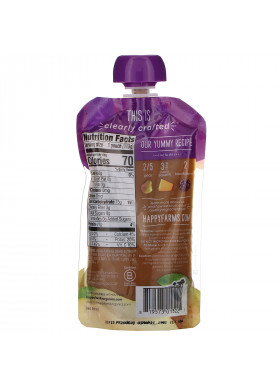 Happy Family Organics, Organic Baby Food, Stage 2, Clearly Crafted, 6+ Months, Pears, Squash & Blackberries, 4 oz (113 g)