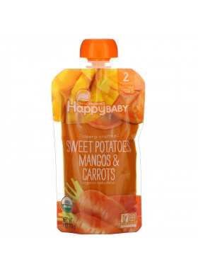 Happy Family Organics, Organic Baby Food, Stage 2, Clearly Crafted, 6+ Months, Sweet Potatoes, Mangos & Carrots, 4 oz (113 g)