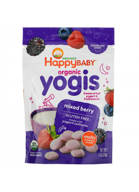 Happy Family Organics, Organic Yogis, Freeze Dried Yogurt & Fruit Snacks, Mixed Berry, 1 oz (28 g)
