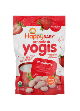 Happy Family Organics, Organic Yogis, Freeze Dried Yogurt & Fruit Snacks, Strawberry, 1 oz (28 g)