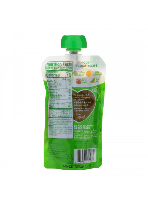 Happy Family Organics, Organics Happy Tot, Love My Veggies, Organic Spinach, Apples, Sweet Potatoes & Kiwi, 4.22 oz (120 g)