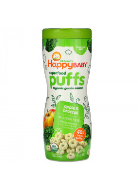 Happy Family Organics, Superfood Puffs, Apple & Broccoli, 2.1 oz (60 g)