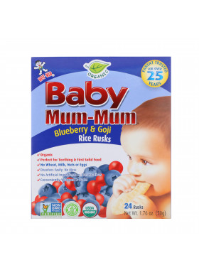 Hot Kid, Baby Mum-Mum, Organic Rice Rusk, Blueberry & Goji Rice Rusks, 24 Rusks, 17.6 oz  (50 g) Each