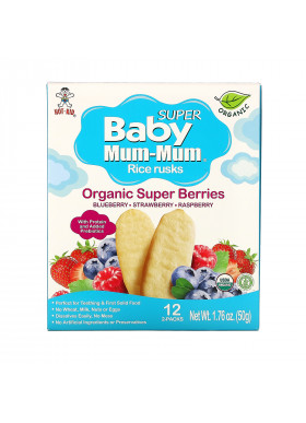 Hot Kid, Baby Mum-Mum , Rice Rusks, Organic Super Berries, 12 2-Packs, 1.76 oz (50 g) Each