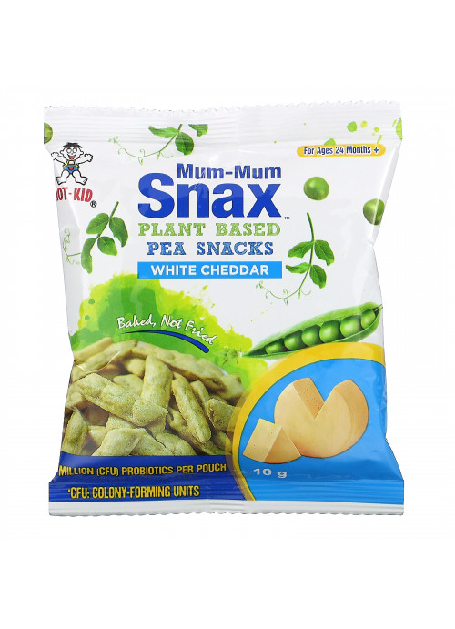 Hot Kid, Mum-Mum Snax, Baked Pea Snacks, For Ages 24 Months+, White Cheddar, 5 Pouches, 1.76 oz (50 g)