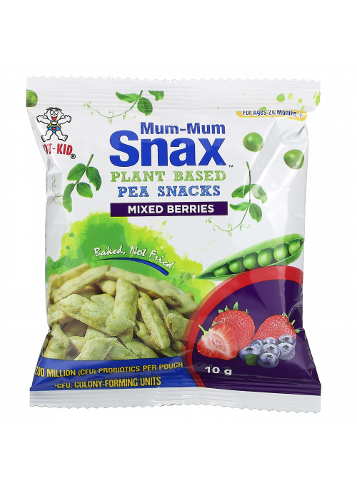 Hot Kid, Mum-Mum Snax, Baked Pea Snacks, Mixed Berries,  5 Pouches, 1.76 oz (50 g)