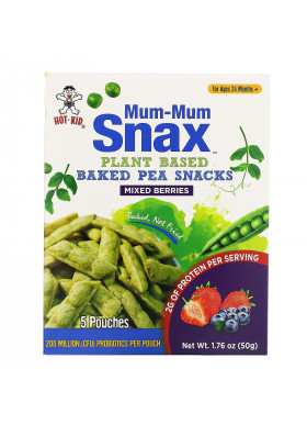 Hot Kid, Mum-Mum Snax, Baked Pea Snacks, Mixed Berries,  5 Pouches, 1.76 oz (50 g)