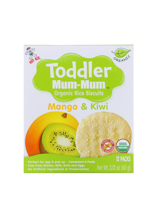 Hot Kid, Toddler Mum-Mum, Organic Rice Biscuits, Mango & Kiwi, 12 Packs, 2.12 oz (60 g)