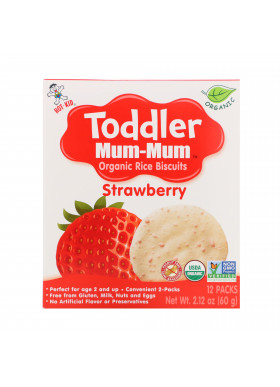 Hot Kid, Toddler Mum-Mum, Organic Rice Biscuits, Strawberry, 12 Packs, 2.12 oz (60 g)