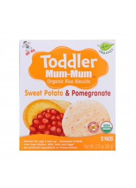Hot Kid, Toddler Mum-Mum, Organic Rice Biscuits, Sweet Potato & Pomegranate, 12 Packs, 2.12 oz (60 g)