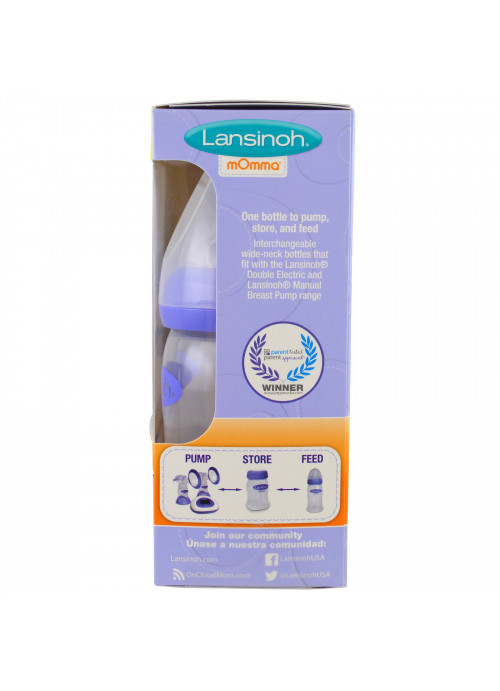 Lansinoh, Natural Wave Nipple Bottles, Slow Flow, 3 Bottles, 5 oz (160 ml) Each