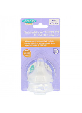 Lansinoh, NaturalWave Nipples, Slow Flow, 2 Slow-Flow Nipples