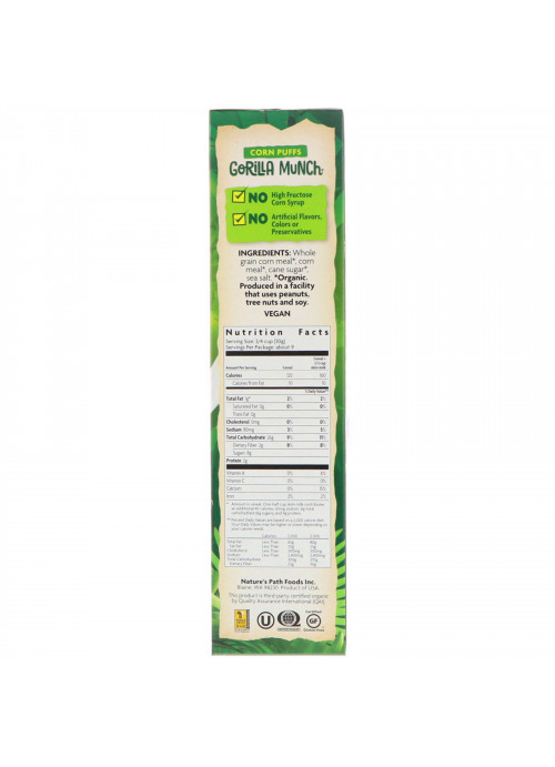 Nature's Path, EnviroKidz, Organic Corn Puffs Gorilla Munch Cereal, 10 oz (284 g)
