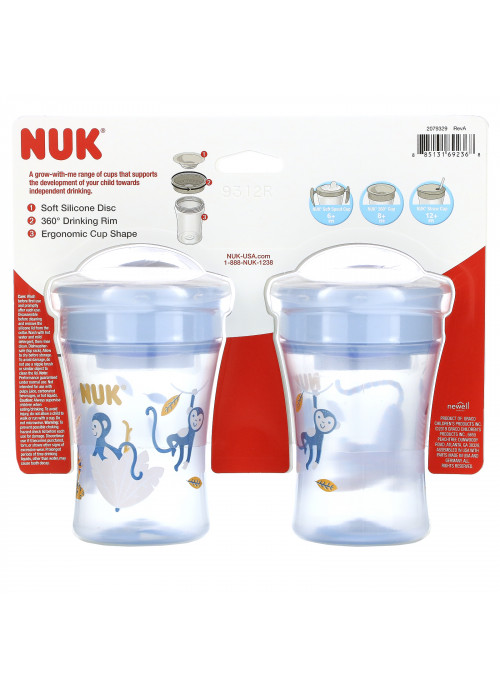 NUK, Evolution 360 Cup, 8 + Months, 2 Cups, 8 oz (240 ml)