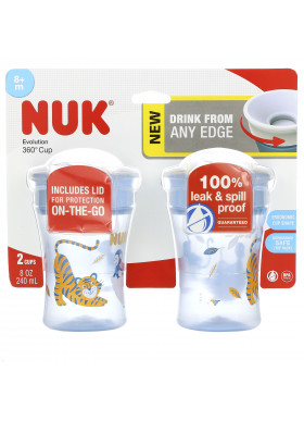 NUK, Evolution 360 Cup, 8 + Months, 2 Cups, 8 oz (240 ml)