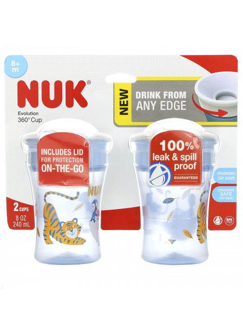 NUK, Evolution 360 Cup, 8 + Months, 2 Cups, 8 oz (240 ml)