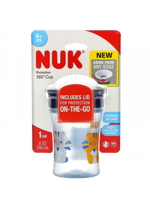 NUK, Evolution 360 Cup, Blue, 8+ Months, 1 Cup, 8 oz (240 ml)