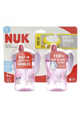 NUK, Evolution Soft Spout Cup, 6 + Months, 2 Cups, 8 oz (240 ml) Each