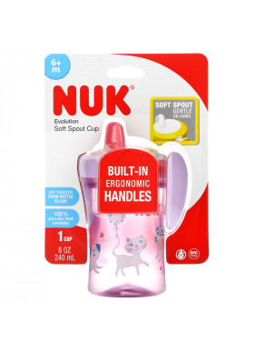 NUK, Evolution Soft Sprout Cup, 6 + Month Up, Pink, 1 Cup, 8 oz (240 ml)