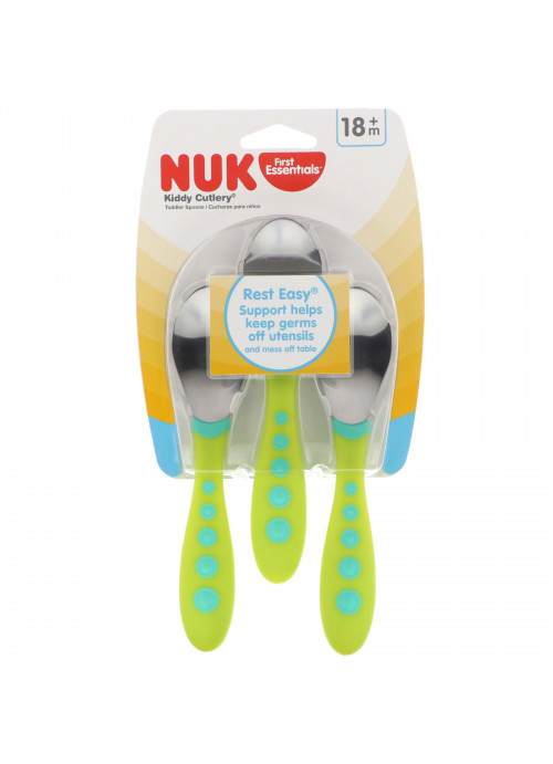 NUK, First Essentials, Kiddy Cutlery Toddler Spoons, 18+ Months, 3 Pack
