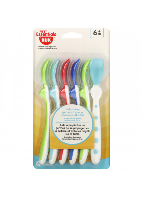 NUK, First Essentials, Rest Easy Spoons, 6+ Months, 6 Spoons