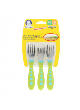 NUK, Kiddy Cutlery, Green, 18+ Months, 3 Toddler Forks