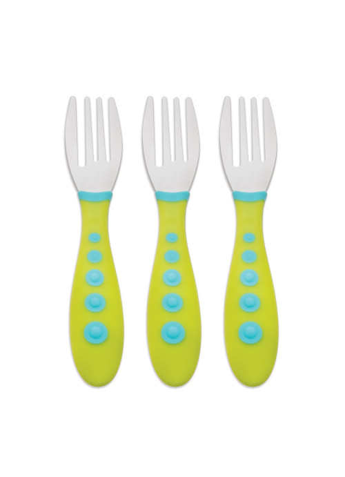 NUK, Kiddy Cutlery, Green, 18+ Months, 3 Toddler Forks
