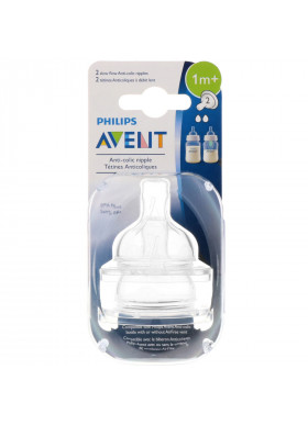 Philips Avent, Slow Flow Anti-Colic Nipples, 1 + Months, 2 Pack